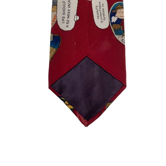 Peanuts Life Should Be A 52 Week Vacation Snoopy Novelty Necktie Vintage Silk - Picture 6 of 8